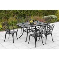 Merxx GartenmöBel Rhodos Set 7Tlg. 6 Sessel + 1 Tisch 140X80Cm Aluminium Graphit