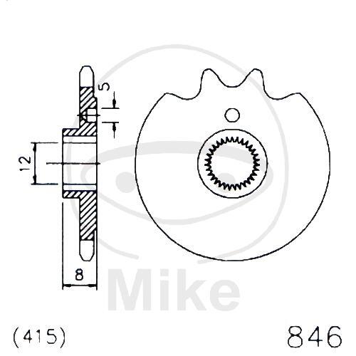 【バイイー】 Pinion 13 Tooth Pitch 415 for Zündapp CS 50 Hai 50 ZD 20 25
