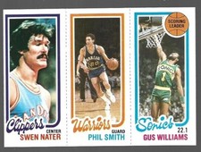 B 1980-81 Topps Basketball Swen Nater Phil Smith Gus Williams 219-101-224 NRMT