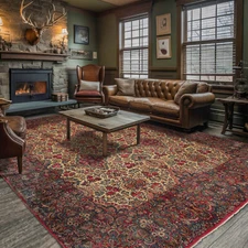 Antique Palace Isfahaan 300 KPSI Hand Knotted Wool Area Rug Ivory 11'10"x15'10"