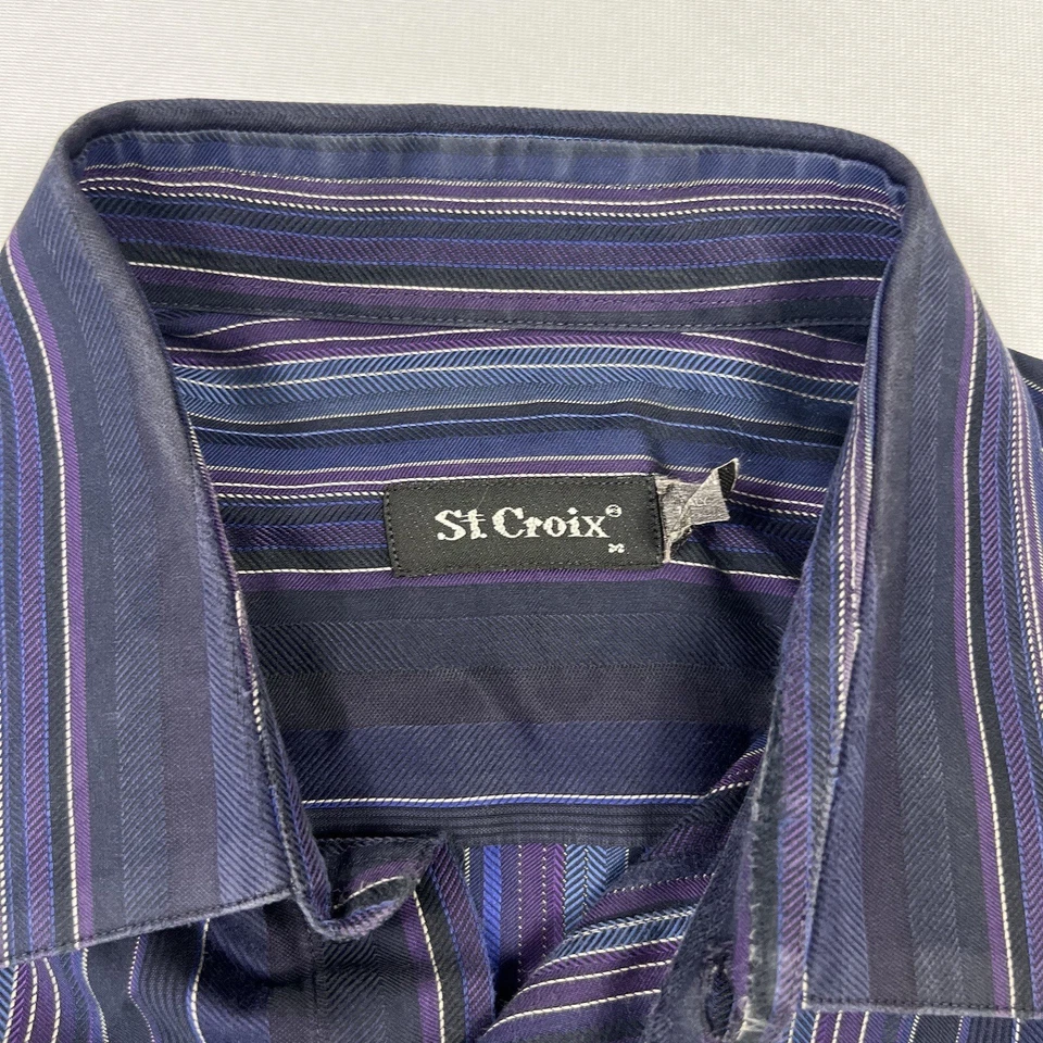 Camisa de vestir St. Croix para hombre a rayas hecha en Italia algodón multicolor mediana Foto 3 de 4