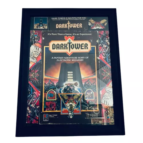 1981 Dark Tower Board Game FRAMED BOX COVER ART Milton Bradley Return to Vintage