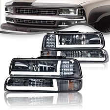 Smoke Lens Led Drl Headlights Fit For 99-02 Chevy Silverado00-06 Suburban Tahoe