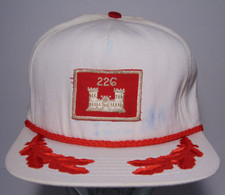 1980s Vintage 226 Castle Patch Graphic Red & White Trucker Hat Cap Made in USA