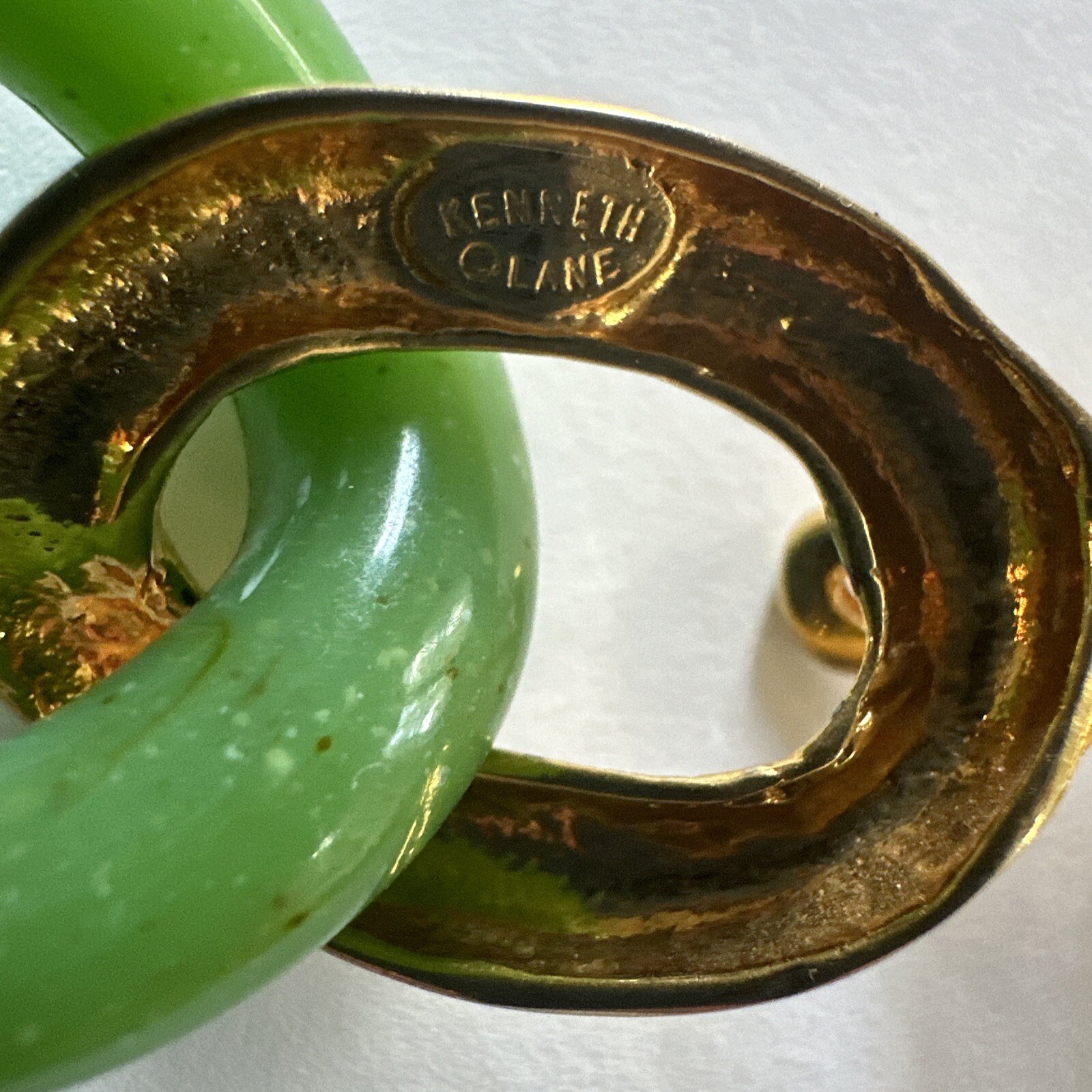 Kenneth Jay Lane Jade Resin & Goldtone Large Link… - image 4