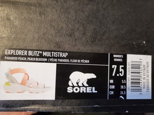 Sorel Women's Explorer Blitz Multistrap Sandals Peach Blossom 7.5 B - Picture 2 of 11