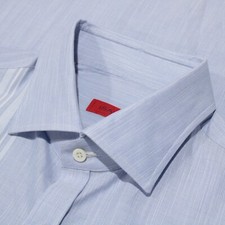 Isaia NWT Dress Shirt Size 40 15.75 in Light Blue and White 100 Cotton