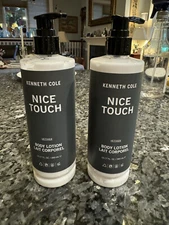 Lot of 2 Kenneth Cole Nice Touch  Vetiver Body Lotion Bottles  12.17 fl.oz Each