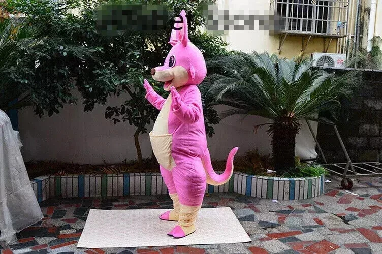 Halloween Pink Kangaroo Mascot Costume Adult Cartoon Outfit Suit Party Mascot - Image 3 of 4