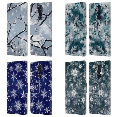HEAD CASE DESIGNS WINTER PRINTS LEATHER BOOK WALLET CASE COVER FOR NOKIA PHONES
