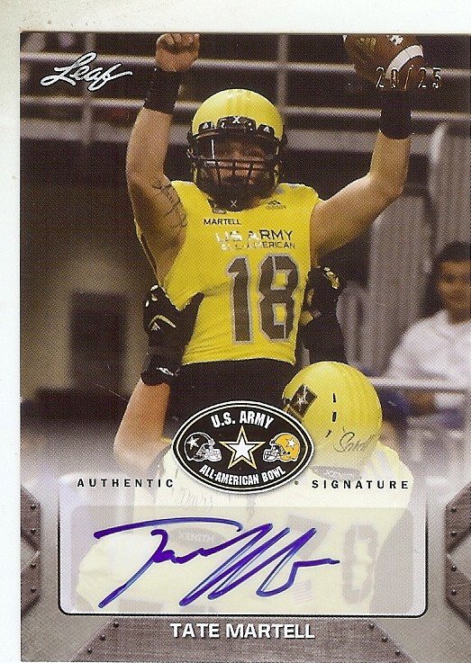TATE MARTELL - Miami Hurricanes - 2017 Leaf Army AUTOGRAPH RC #'d x/25