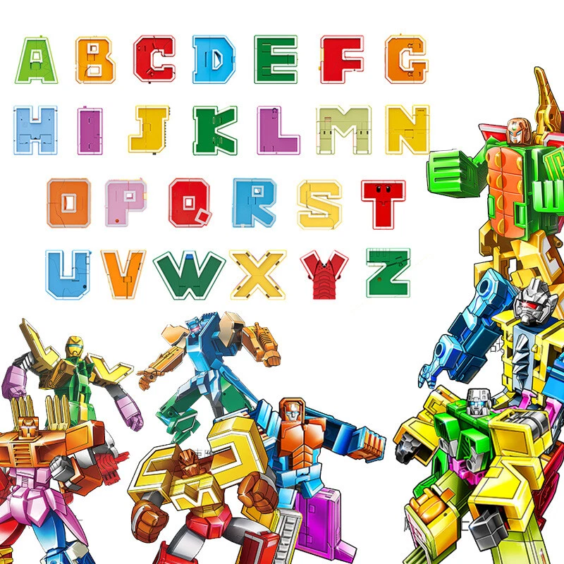 A-Z 26 robots del alfabeto juguetes para niños regalo ABC aprendizaje transformadores juguetes letras Foto 3 de 4