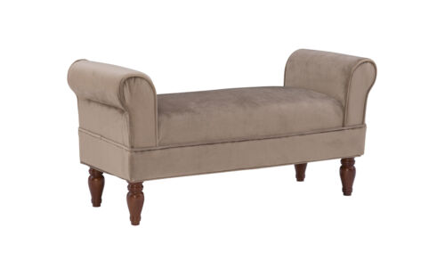 Traditional Plush Upholstered Bench, Armed Bench Furniture