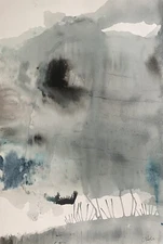 Abstract Mixed Media Ink Painting On Paper 12 X 18” Contemporary