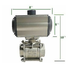 1 PC NPT2" 3 Piece Stainless Steel Single Acting Pneumatic Actuated Ball Valve
