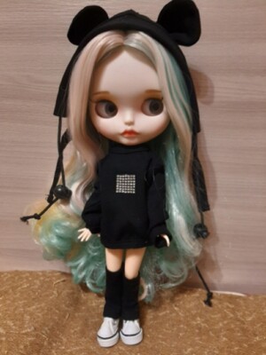 12'' Blythe doll Nude joint body mix colors hair custom makeup face special lips