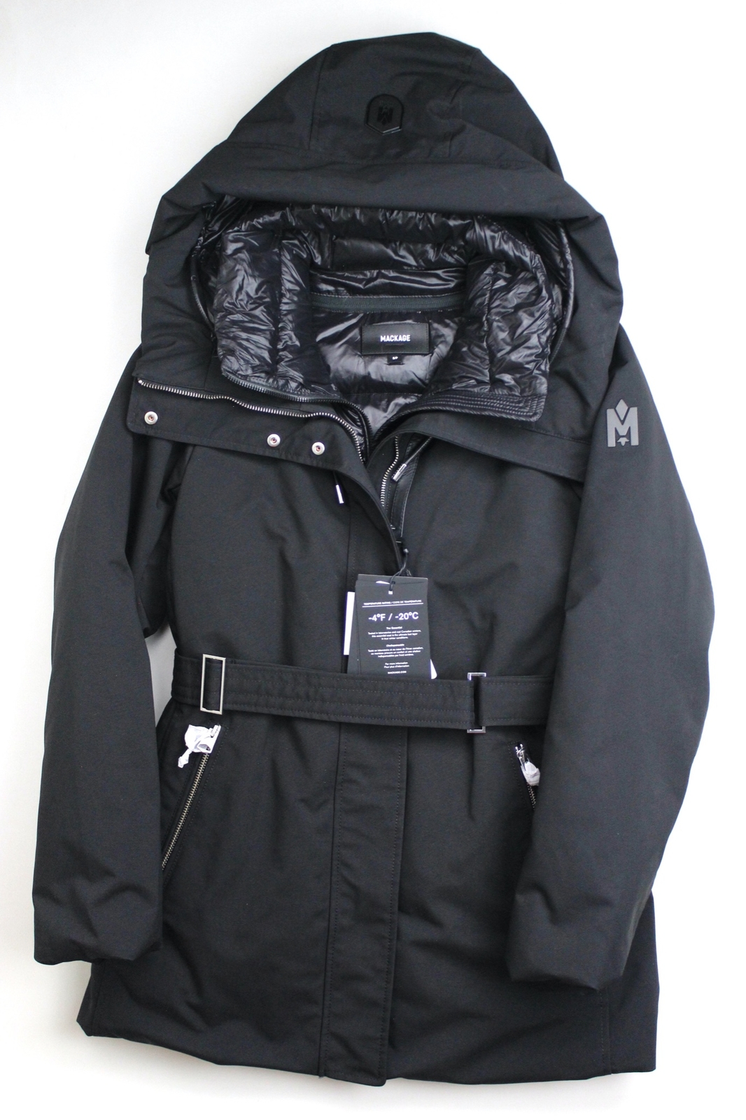 Feather Fill Belted Parka Coat 