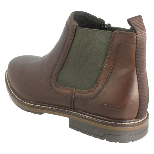 Mens Rieker '13757' Brown Leather Chelsea Boot With Zip - Picture 12 of 18