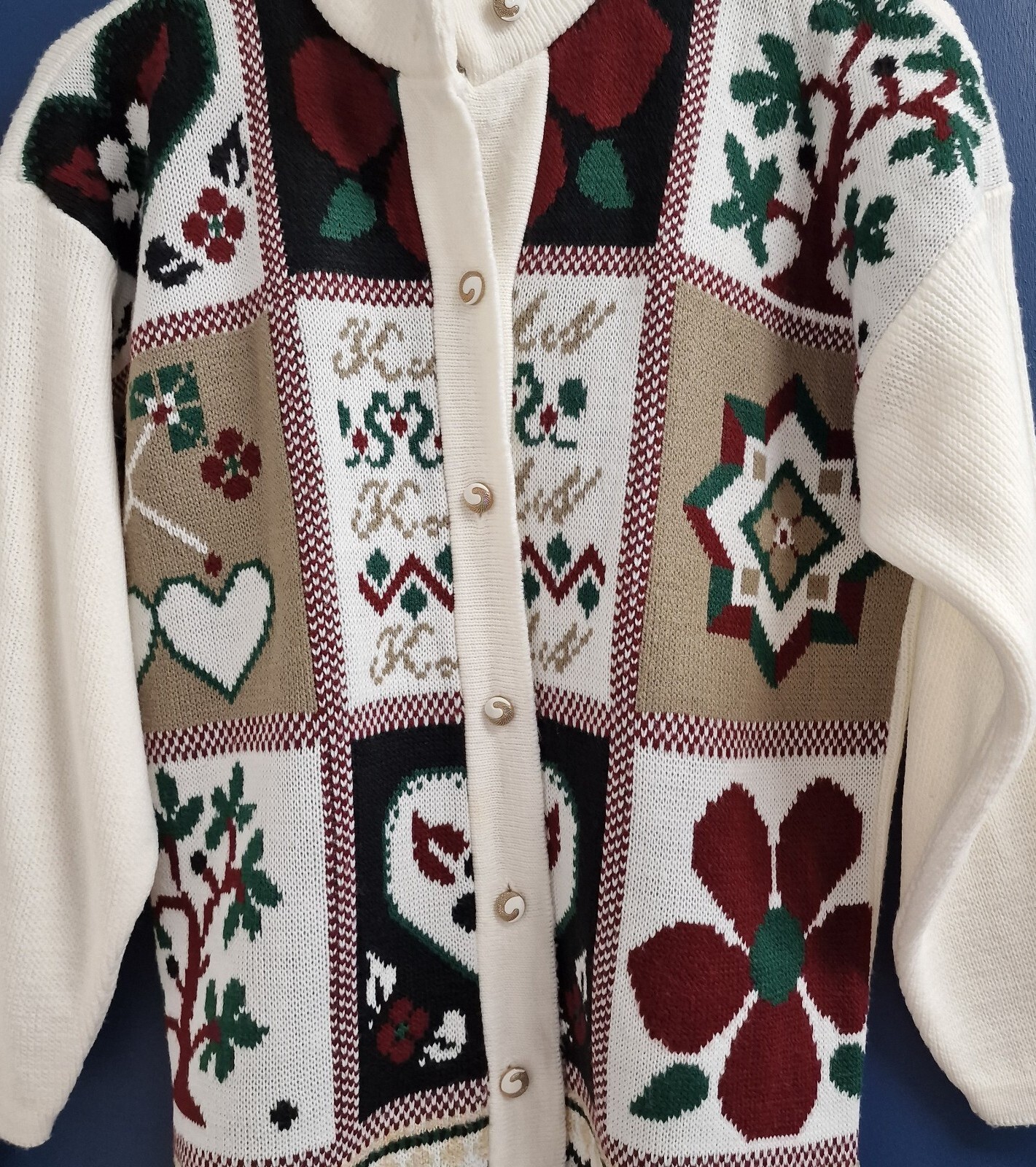 Vtg Basic Collection Xmas Nordic Patchwork Cardig… - image 8