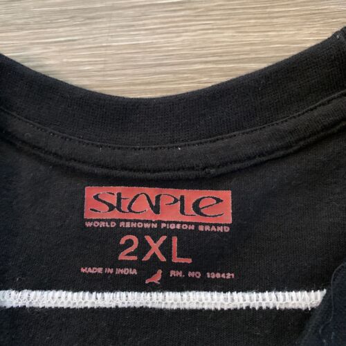 T-shirt Staple Pigeon da uomo 2XL grigio nero cucito logo manica corta doppio lato - Foto 4 di 11