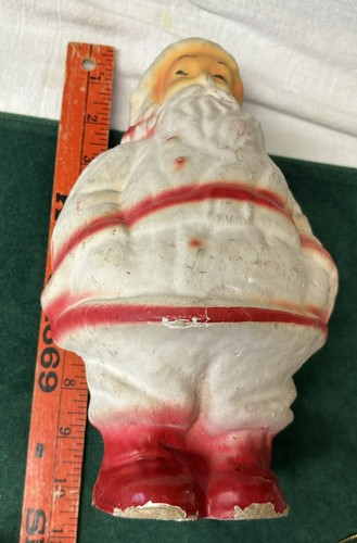 Antico cartone uovo rosso bianco Babbo Natale in mache 10-1/2” così com'è - Foto 7 di 7