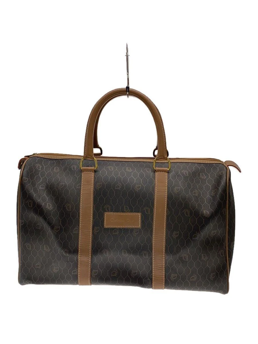 Sac Christian Dior Boston cuir marron tous motifs avec éraflures Occasion