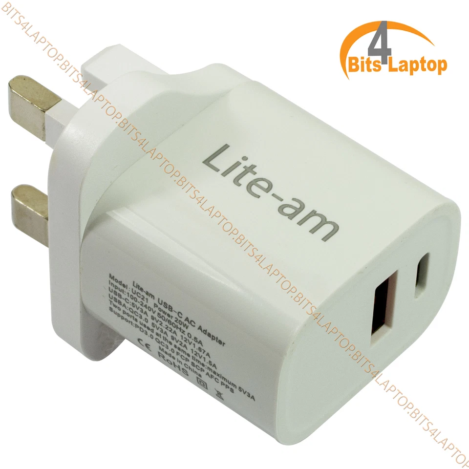 Cargador rápido para Sony 20W enchufe de doble puerto tipo C+USB A Xperia Pro-I 10 IV 5 IV XZ Foto 4 de 4