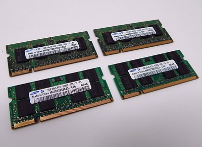 4GB (4X 1GB) SAMSUNG M470T2864QZ3-CE6 PC2-5300S LAPTOP RAM MEMORY MODULES