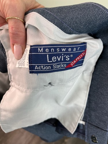Levis Action Slacks Menswear Pants Vintage 70s 80s Sta Prest Trousers 30x31 Grey - Picture 6 of 7
