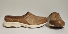 Women  s Easy Spirit Brown Leather Travelport Slip On Shoes Mules, Size 9