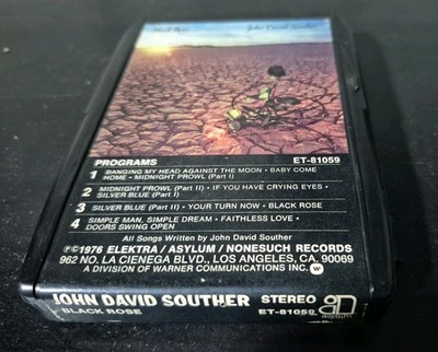 John David Souther- Black Rose- 8 Track Tape- Tested