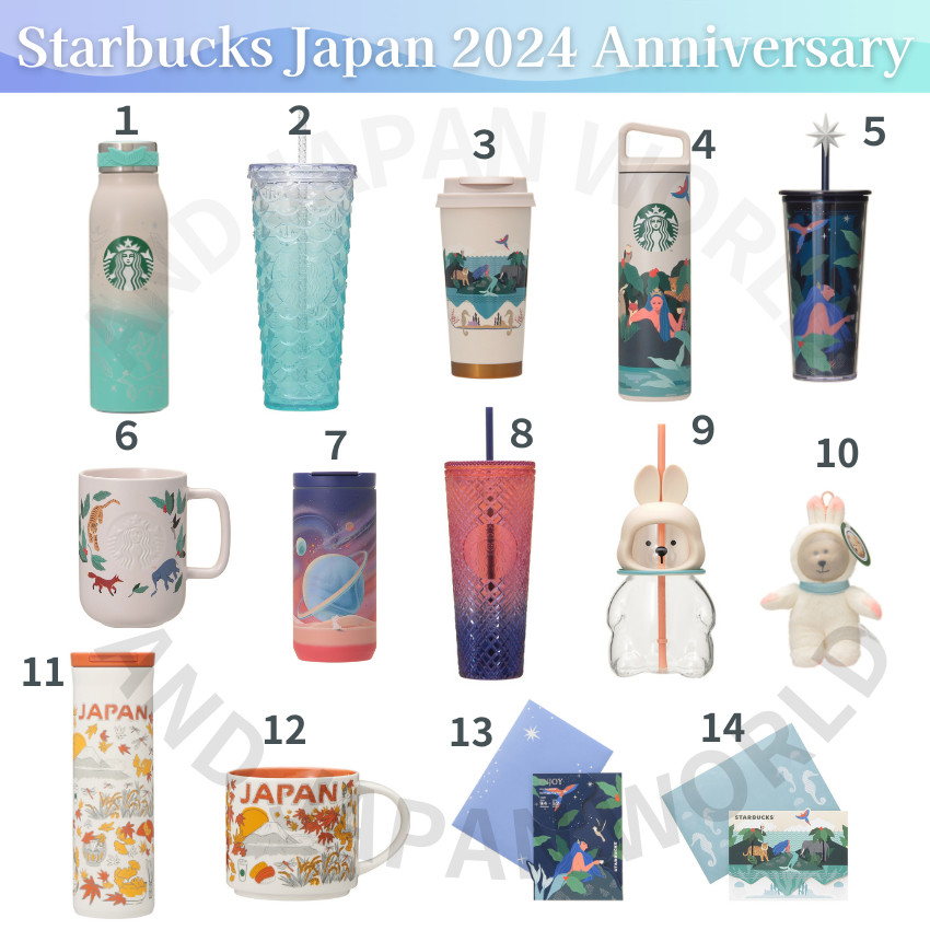 Starbucks Japón 2024 Aniversario Vaso Botella Taza Vidrio NUEVO Otoño