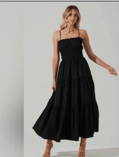 ASTR Smocked Maxi Dress in Black Size Small