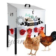 1 Extra-Large Galvanized Metal 95 lb Chicken Feeder with 10 No-Waste Ports