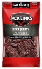 Jack Link's Beef Jerky, Peppered, Half Pounder Large Jerky Bag - Flavorful Meat.