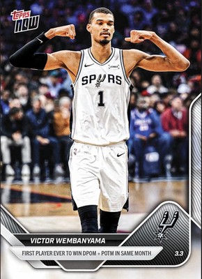 VICTOR WEMBANYAMA 2025-26 Topps Now NBA #191 1st DPOM + POTM Same Month SA Spurs