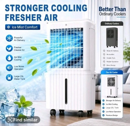 SPZK Smart Touch Evaporative Air Cooler Remote Powerful 25 Litre Portable WHITE