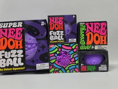 Schylling NeeDoh Sensory Toy Bundle Super L Fuzz Ball Glob Shaggy Funky Pup 5 Stück - Bild 1 von 4
