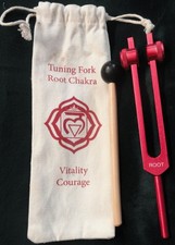 Root Chakra Red Tuning Fork  Mallet 194.18 Hz Spiritual Sound Healing 8.5"