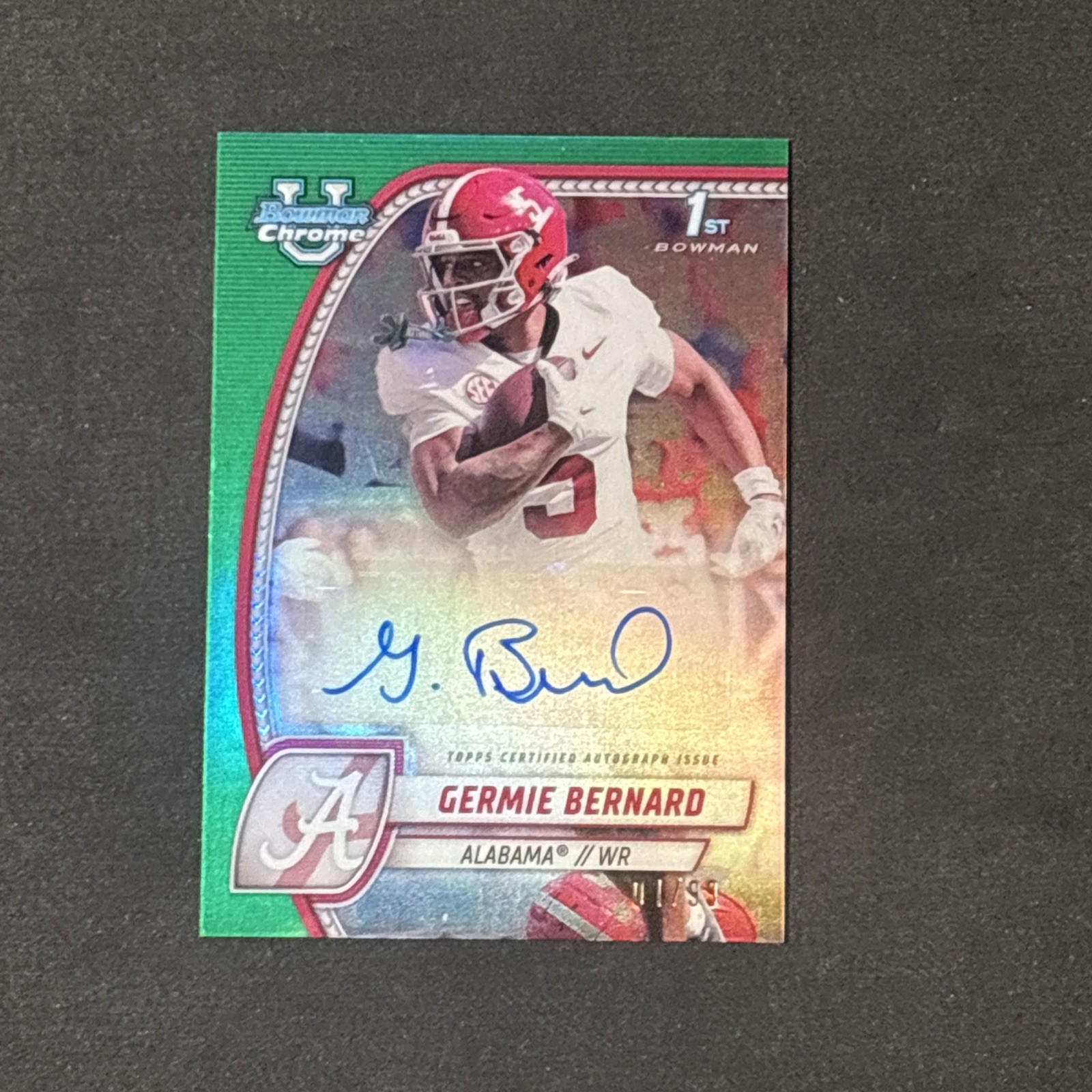 2024 Bowman Chrome U 1st Germie Bernard /99 Green Refractor Auto #PA-GBE