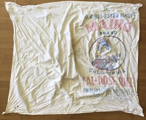 Rare Vintage 1950s Maiko Brand California Cal-Rose Rice Sack Japanese Lady Logo