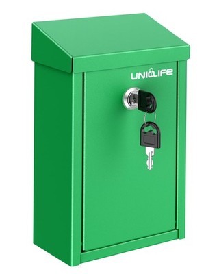 Uniclife Green Key Drop Box for Outside, Metal Safe Lock, 