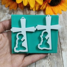 Stampo Prima comunione Croce Bimbi 6cm in silicone per creazioni in resina gesso