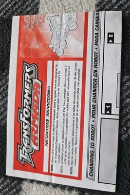 Transformers Armada Deluxe Optimus Prime Instruction Booklet Only 2003 Free S/H