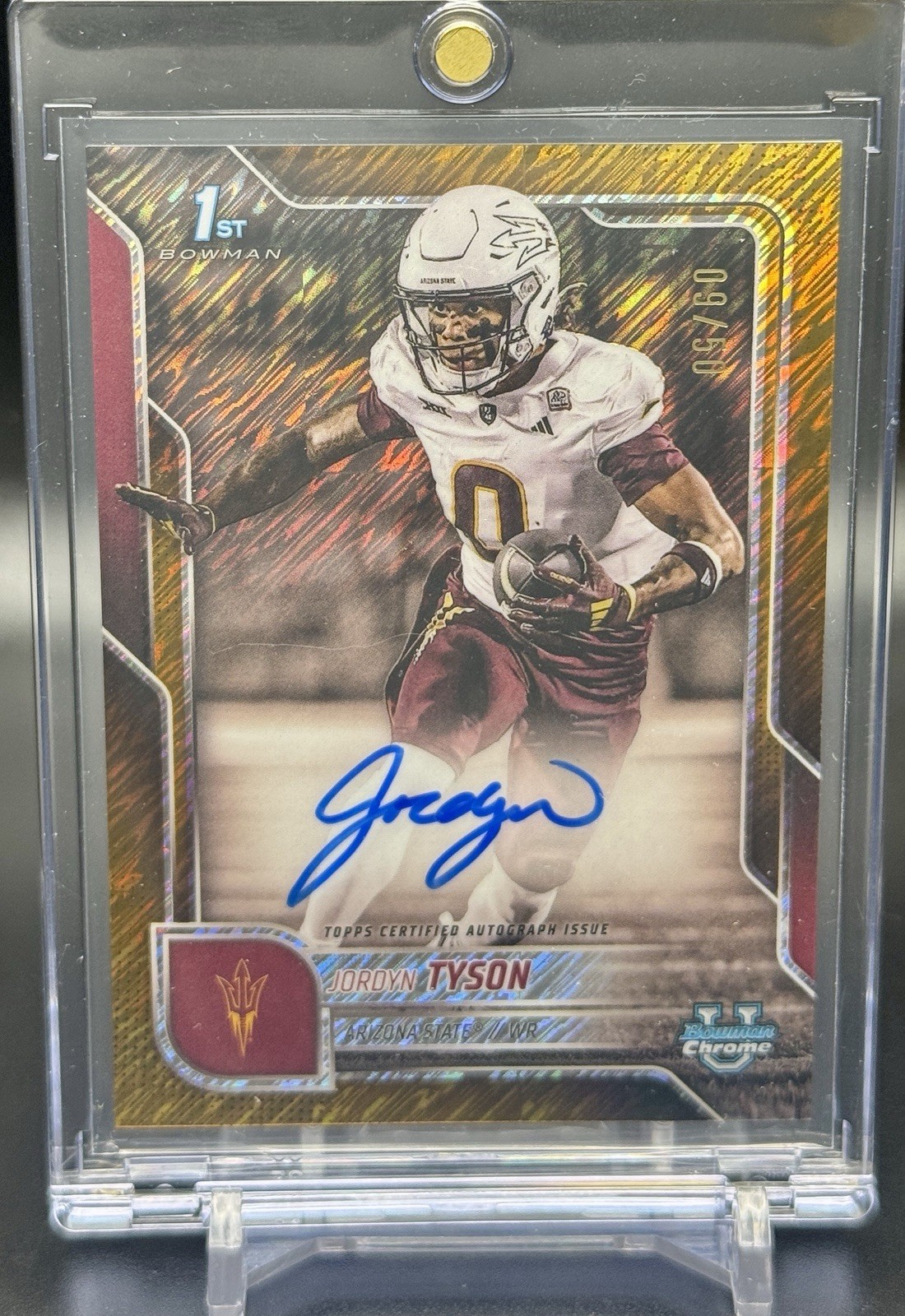 2025 Bowman Chrome University 1st Bowman Jordyn Tyson Auto Gold Shimmer /50 ASU