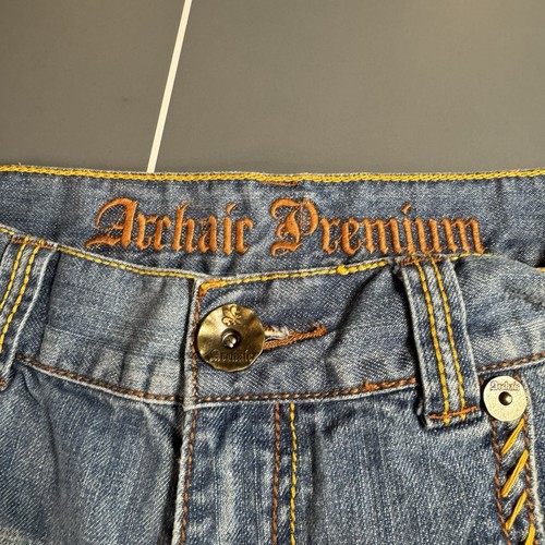 Vintage Y2K Archaic Premium Fleur De Lis Jeans 34x34 Distressed Embroidered - Bild 8 von 19