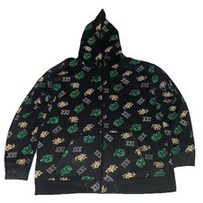 Vintage Y2K SouthPole Black Full Zip All Over Print Hoodie Men's Size 2XL Rare