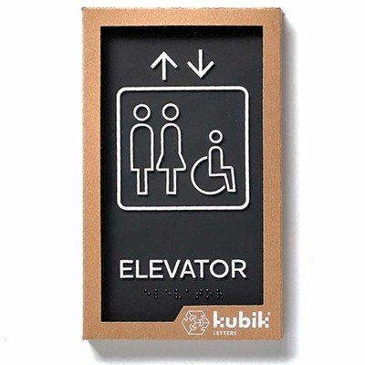 Elevator Sign, ADA Compliant, Grade 2 Braille, Double Sided Tape, Modern