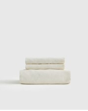 NWT QUINCE EUROPEAN LINEN FITTED SHEET SET 3 PIECE IVORY CAL KING MSRP 154