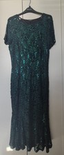 Womens Roman Metallic Lace Sequin Mid Dress Size 18 Colour Green